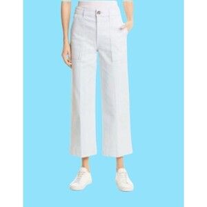 Club Monaco White Crop Denim Jeans  High Rise Patch Pockets Size 2